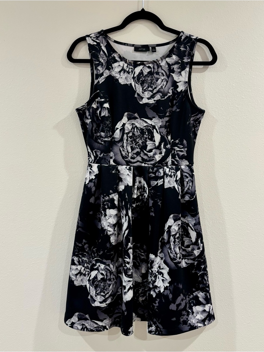 Apt. 9 Black and White Floral Sleeveless Fit & Flare Dress